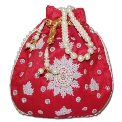 "Designer Beads Potli (Red color)-12023-001 - Click here to View more details about this Product